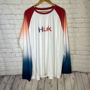 Huk Americana Flare Double Header Fishing Long Sleeve Shirt size  XXL